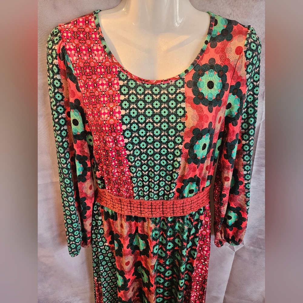 Aldo Martins Patchwork Geometric Long Sleeve Midi… - image 3